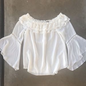 White open shoulder blouse